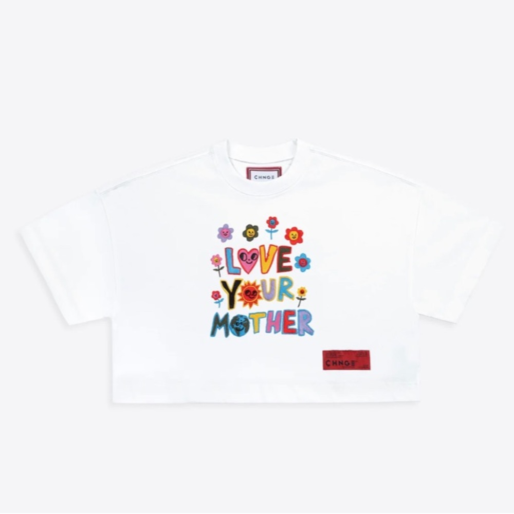 Adorable cropped embroidered boxy style tee NWT
